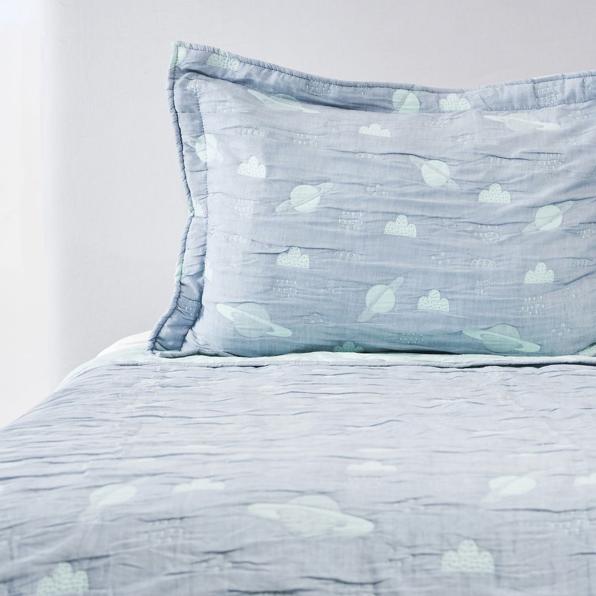 NINA HERRERA - Cubrecama Jacquard Planetas Celeste 1,5 Plaza