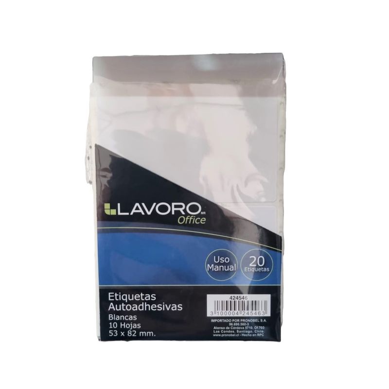LAVORO - Etiqueta adhesiva blanca 53x82 20 unidades