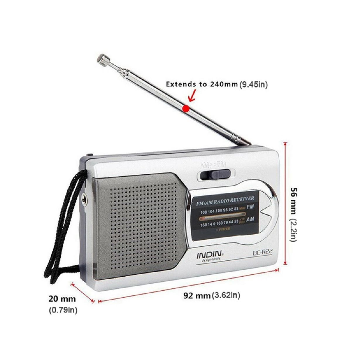 ANDKOSS - Mini radio indin Bc-R22 Radio receiver