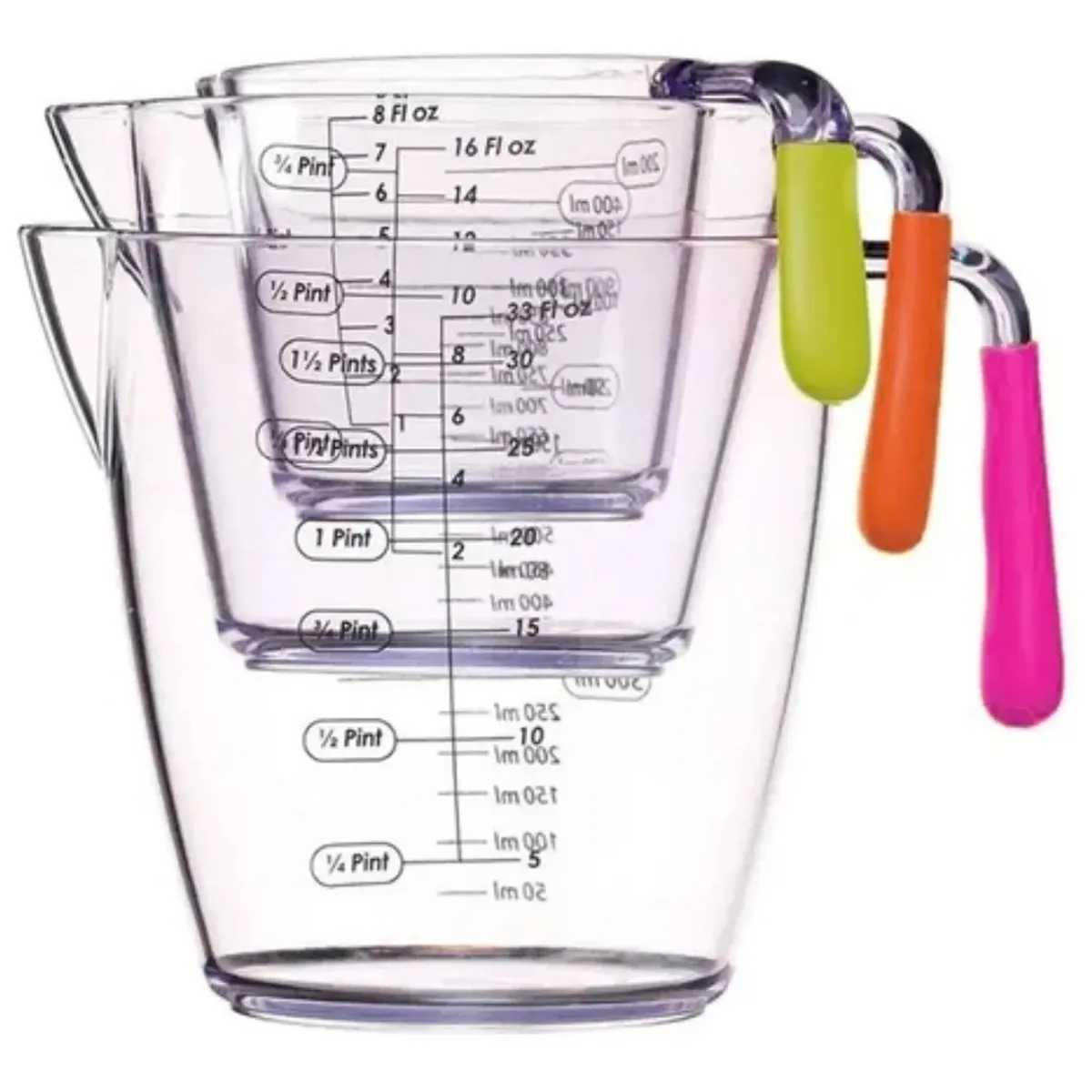 GENERICO - Set 3 Tazas Medidoras Vasos Medidores Jarra De Medir Taza