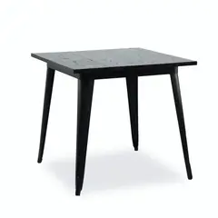 NECTAR - Mesa Tolix Cubierta De Madera 80 x 80 cm Patas Negras