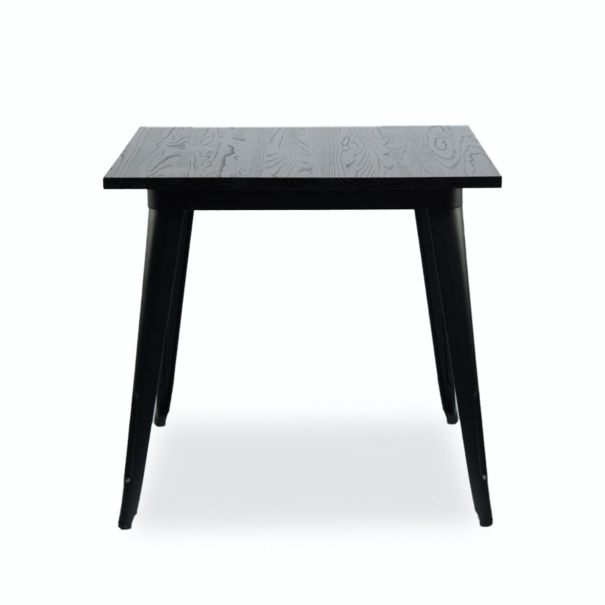 NECTAR - Mesa Tolix Cubierta De Madera 80 x 80 cm Patas Negras