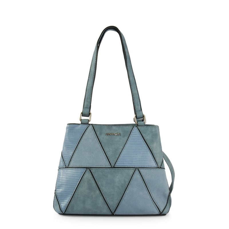 AMPHORA - Cartera Dos Asas Tres divisiones Mediana Gardenia Denim