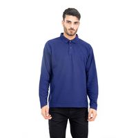 Polera Pique Manga Larga Azul Hombre