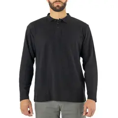 QUEBEC - Polera Pique Manga Larga Negro