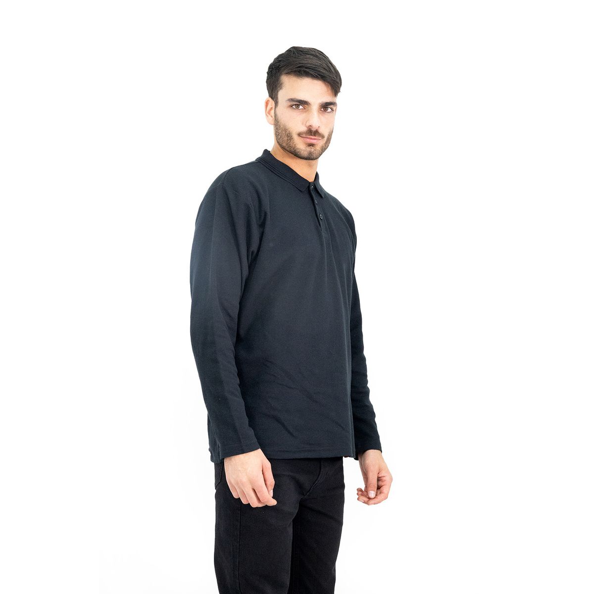 QUEBEC - Polera Pique Quebec Manga Larga Negro Hombre