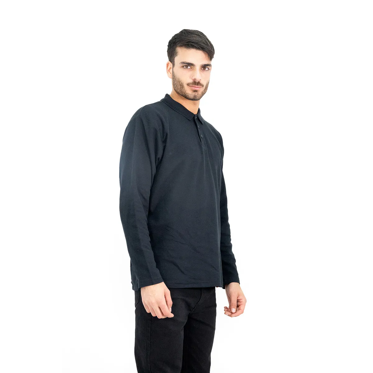 QUEBEC - Polera Pique Quebec Manga Larga Negro Hombre