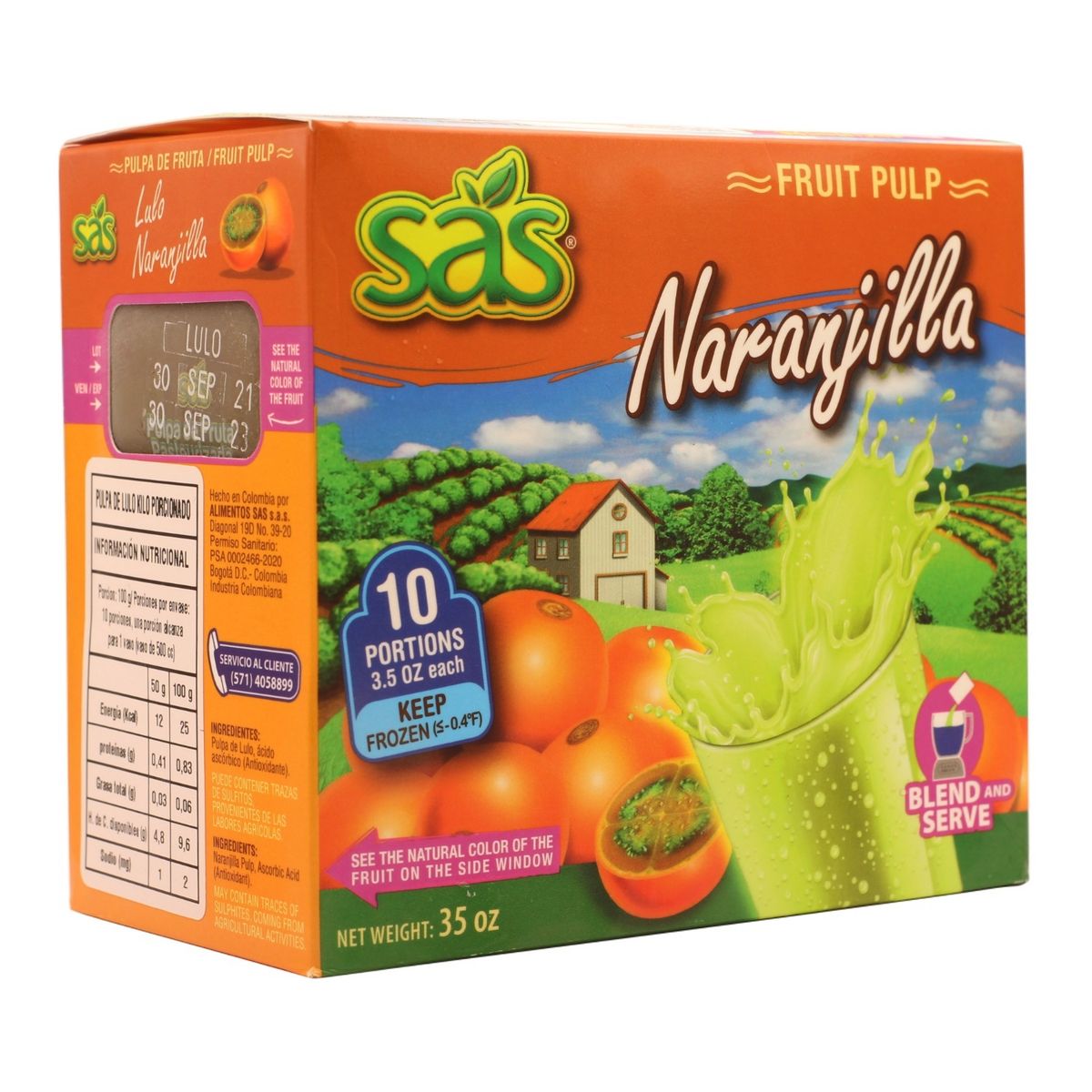 SAS - Pulpa natural de Naranjilla (Lulo) - 1 kilo