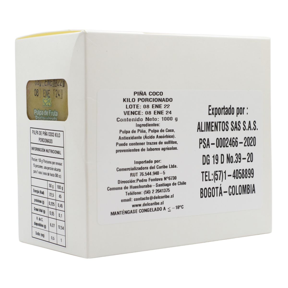 SAS - Pulpa natural de Piña con Coco - 1 kilo