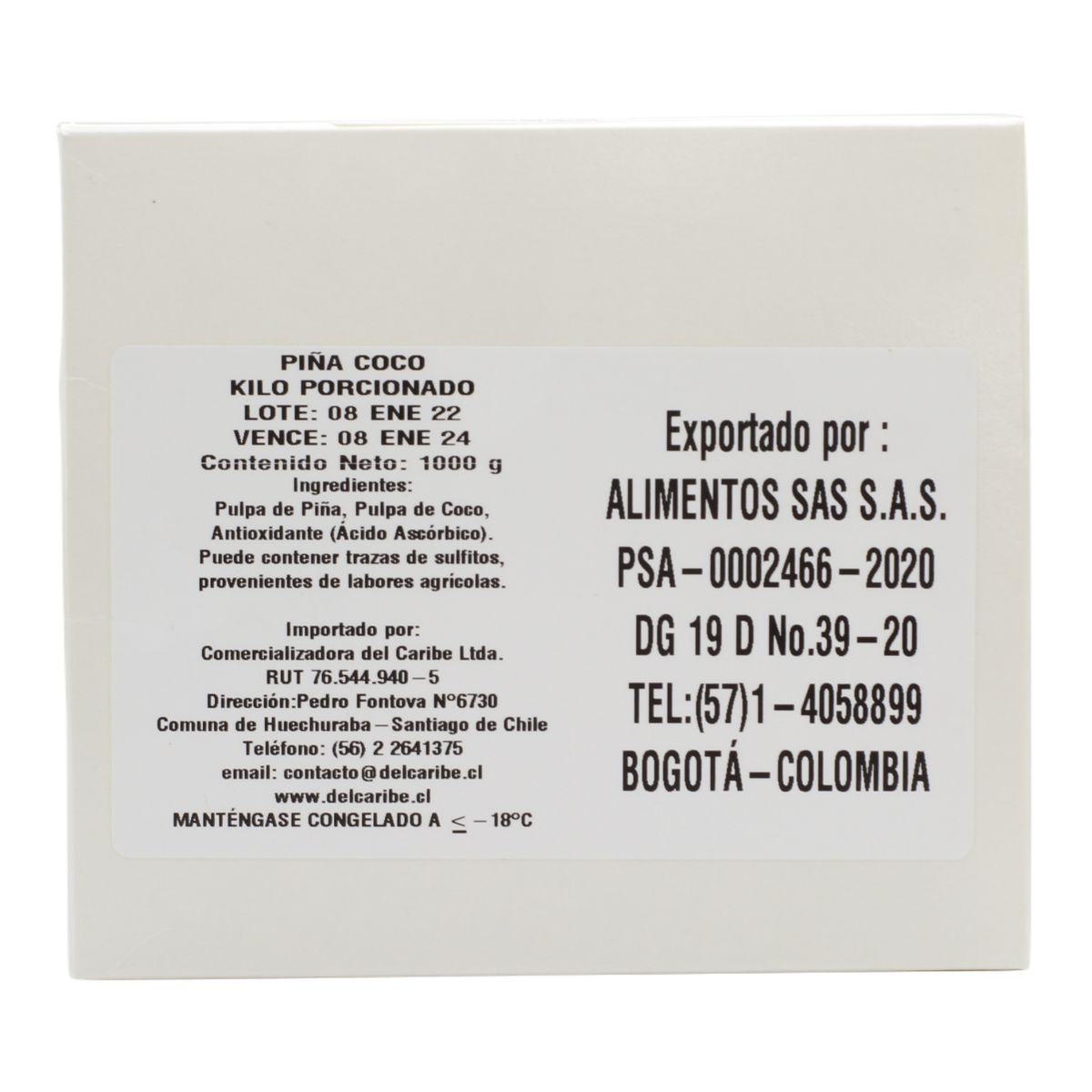 SAS - Pulpa natural de Piña con Coco - 1 kilo