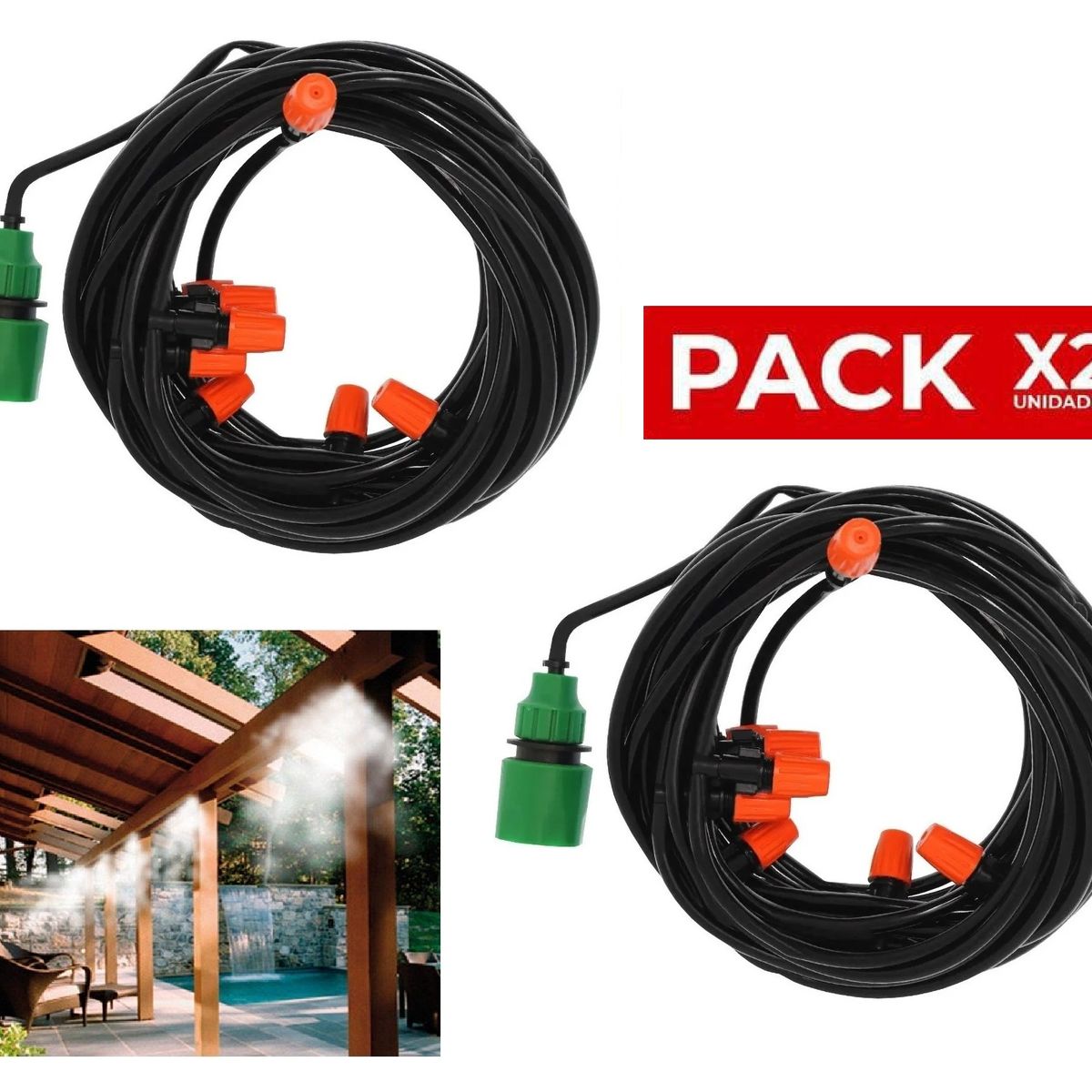 GENERICO - Kit Riego Aspersor Riego Enfriador Patio Regador Aspersor X2