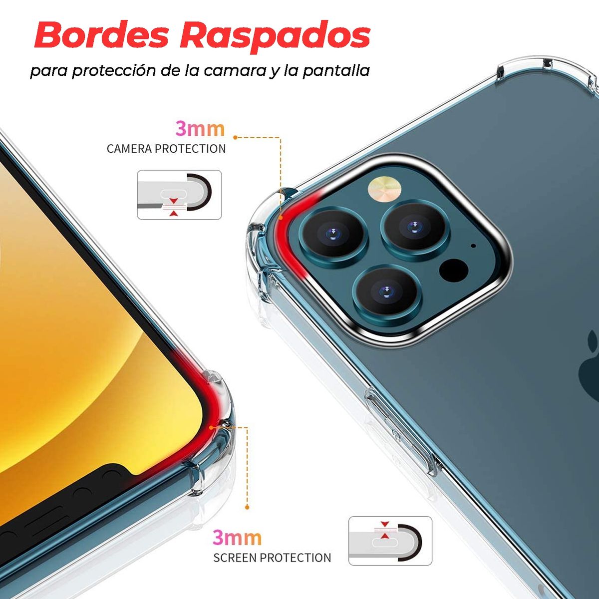 XUNDD - Carcasa para iPhone 12 Pro Transparente Reforzada