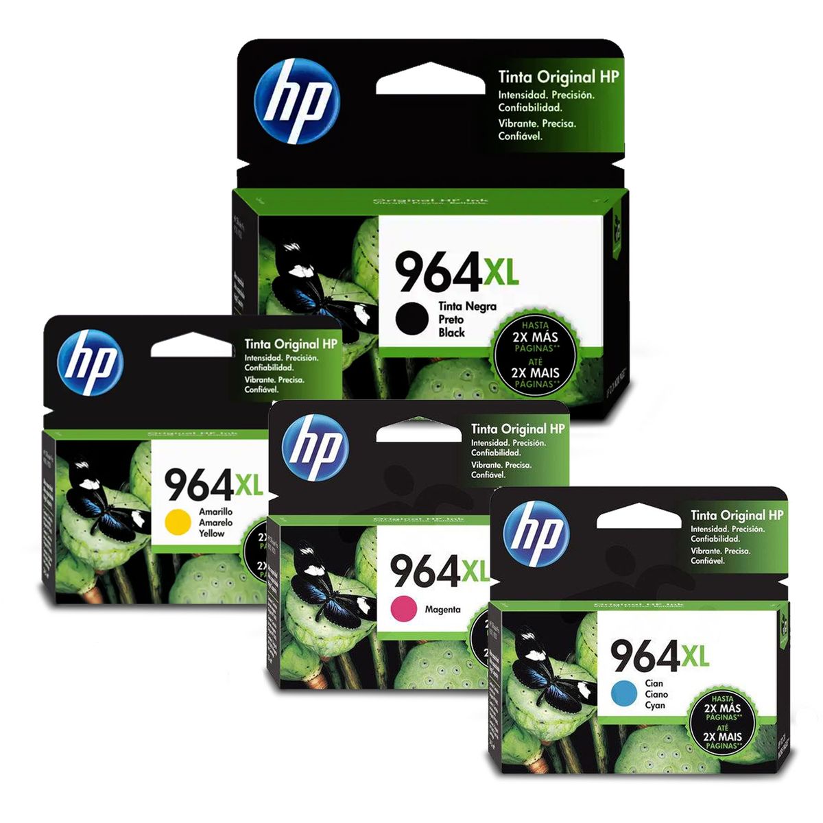 HP - 4 Tintas Hp 964xl Bk/c/m/y Genuinas 9010 9020 C/iva