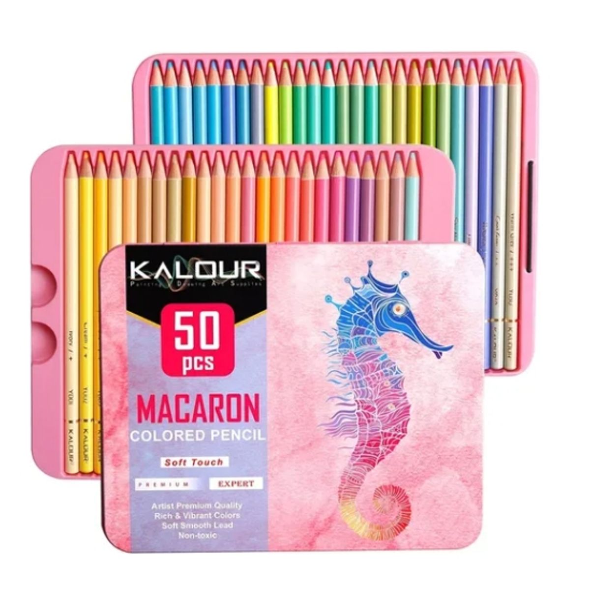 OFERTABKN - Set 50 Lapices Colores Macaron Arte Dibujo Caja Metálica