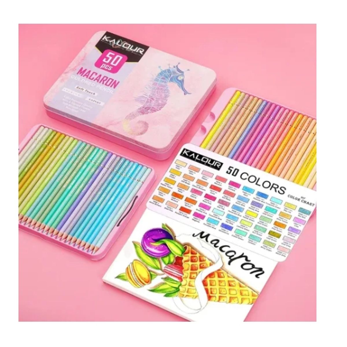 OFERTABKN - Set 50 Lapices Colores Macaron Arte Dibujo Caja Metálica