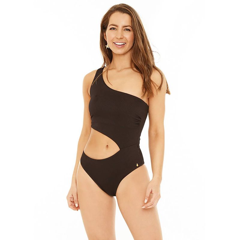 H2O WEAR - Traje de Baño Entero Mujer H2O Wear Cut Out Textura Negro Pizarra.