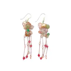 ANDREA COGGIOLA JOYAS - Aros Cuarzo Rosa y Perlas De Río Gancho Plata Fina 925