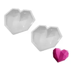 GENERICO - 2 Molde Corazon Diamante blanco Molde De Silicona Corazón Chocolate