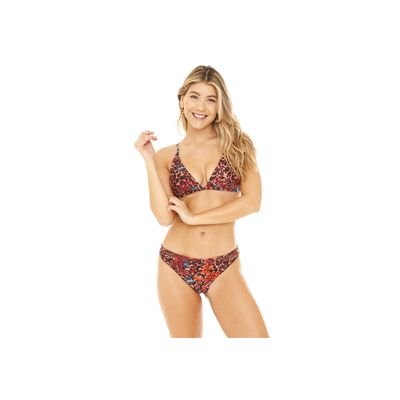 Imagen 1 del producto Traje de Baño Bikini Mujer Triangulo Fijo Estampado Violeta - Burdeos