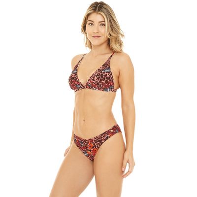 Imagen 2 del producto Traje de Baño Bikini Mujer Triangulo Fijo Estampado Violeta - Burdeos