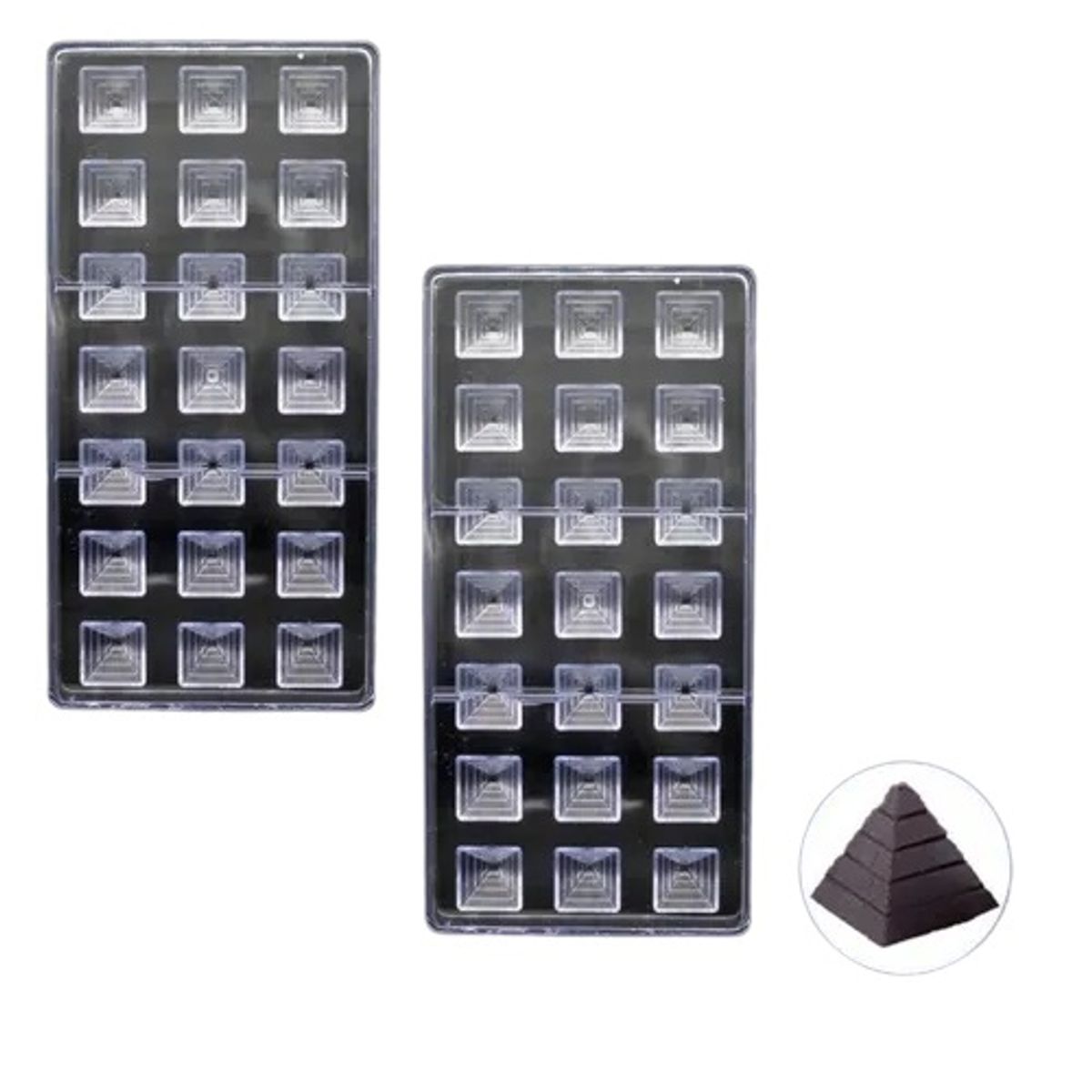 GENERICO - Pack X2 Moldes De Chocolate Molde Policarbonato Piramide