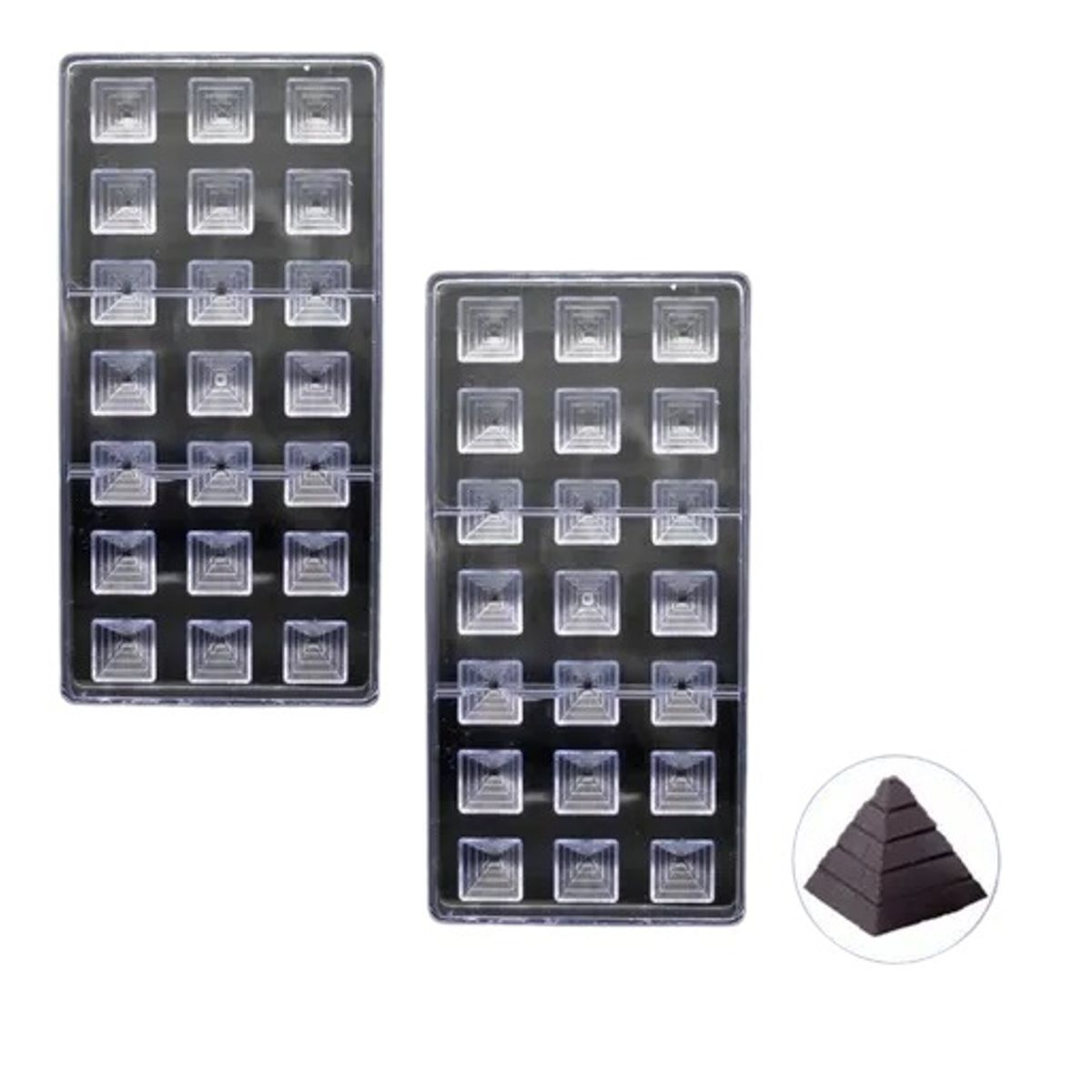 GENERICO - Pack X2 Moldes De Chocolate Molde Policarbonato Piramide