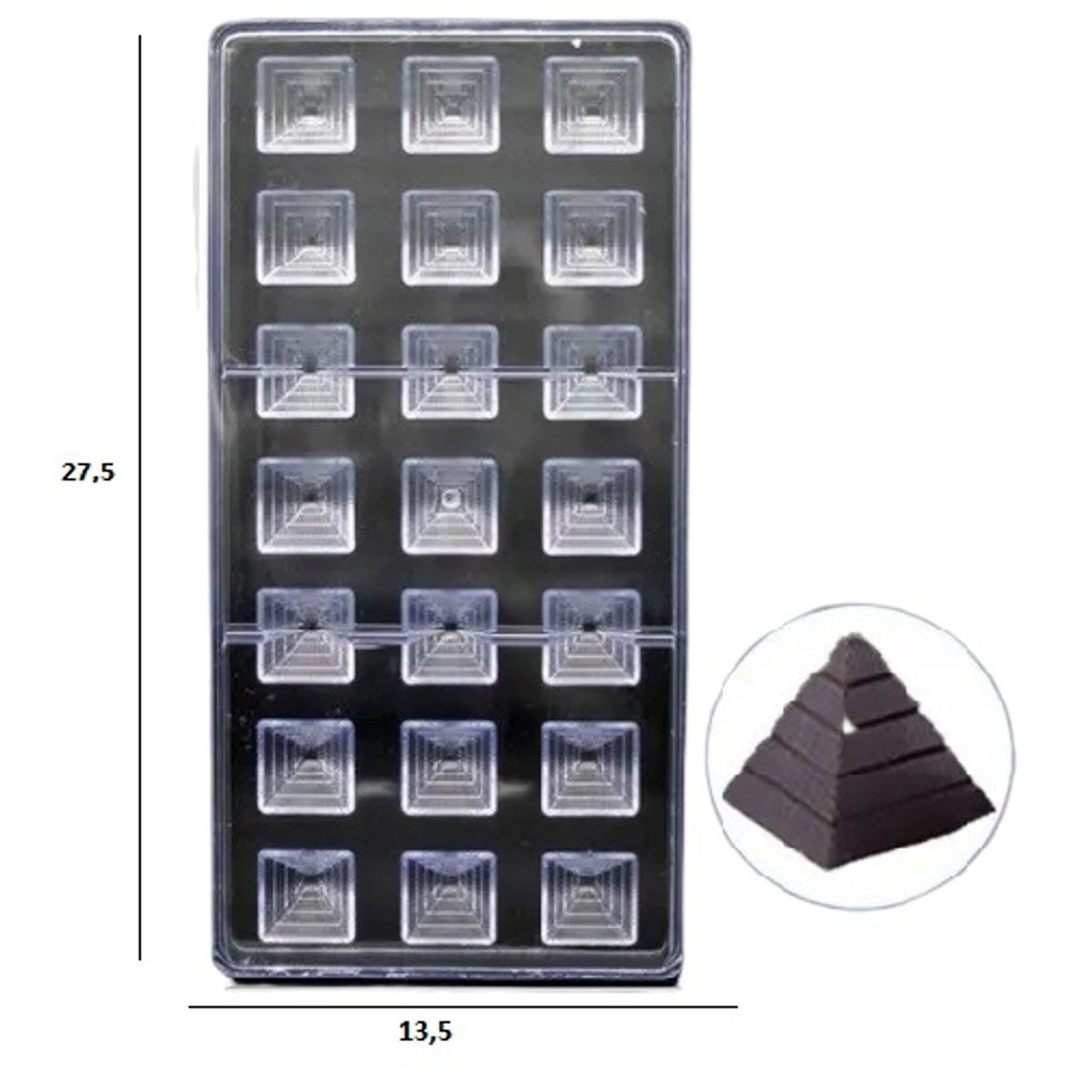 GENERICO - Pack X2 Moldes De Chocolate Molde Policarbonato Piramide