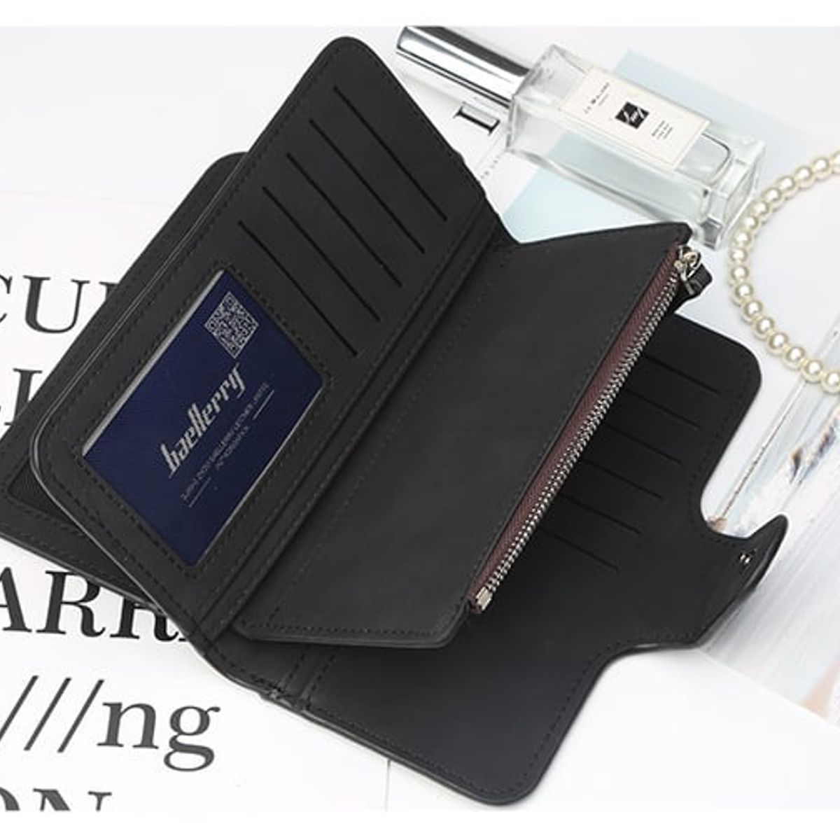 BAELLERRY - Billetera Larga Cuero Pu Lujo Moda Casual Mujer Baellerry