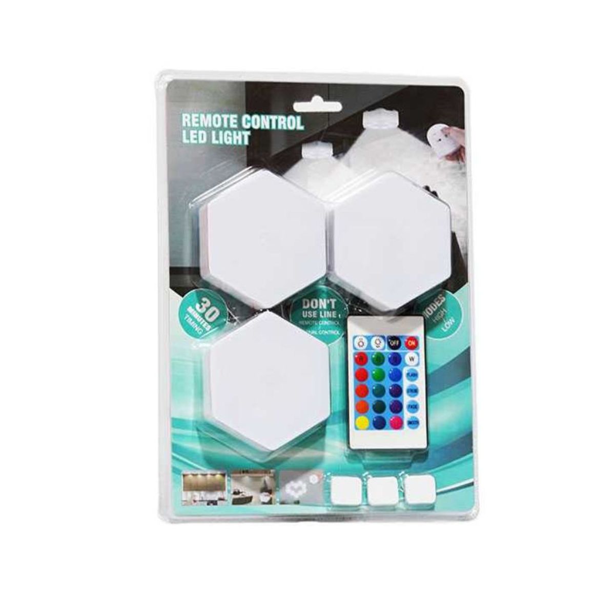 GENERICO - Set 3 Luces Lampara Led Hexagonales con Control Remoto