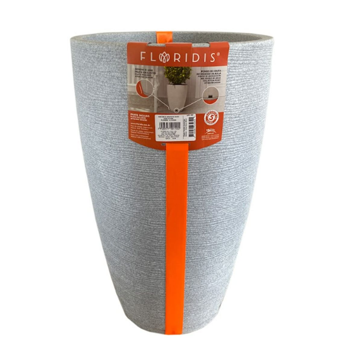 FLORIDIS - MACETERO FLORIDIS GRIS CLARO AMSTERDAM 65 CM ALTO CON PLATO