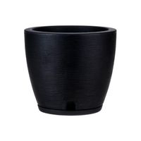 MACETERO NEGRO AMSTERDAM 28CM ALTO CON PLATO