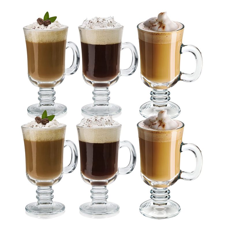 CHERRY - set de 6 taza capuccino de vidrio 245ml