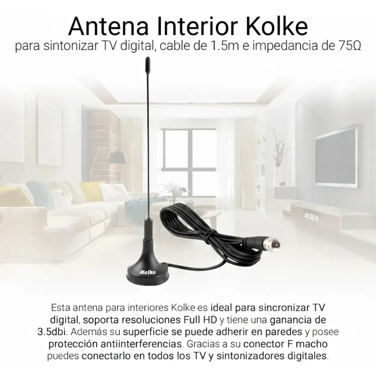 GENERICO - Mini Antena Digital Para Tv Con Base Magnetica Interior Y Exterior Alta Recepcion FIGOIMPORT