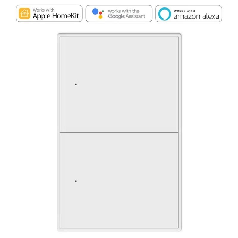 ZEMISMART - Interruptor Inteligente Doble Sin Neutro Blanco HomeKit Alexa