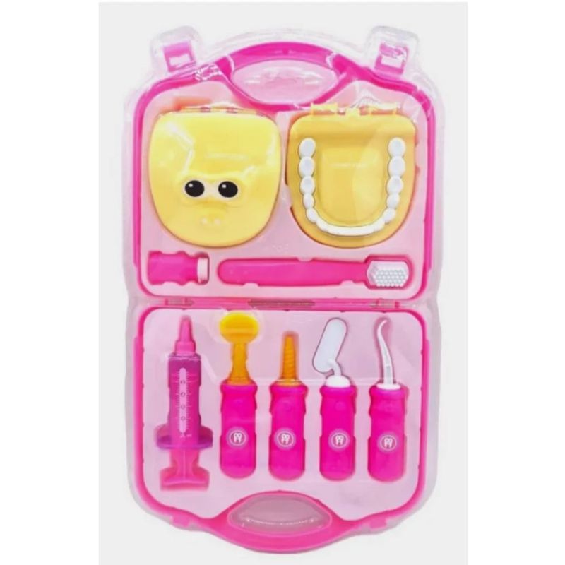 GENERICO - Set Dentista Niños Niñas Juguete De 9 Piezas Maleta-Rosado