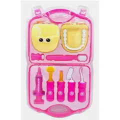 GENERICO - Set Dentista Niños Niñas Juguete De 9 Piezas Maleta-Rosado
