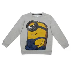 MINIONS - Poleron Niño Sonrisa Gris