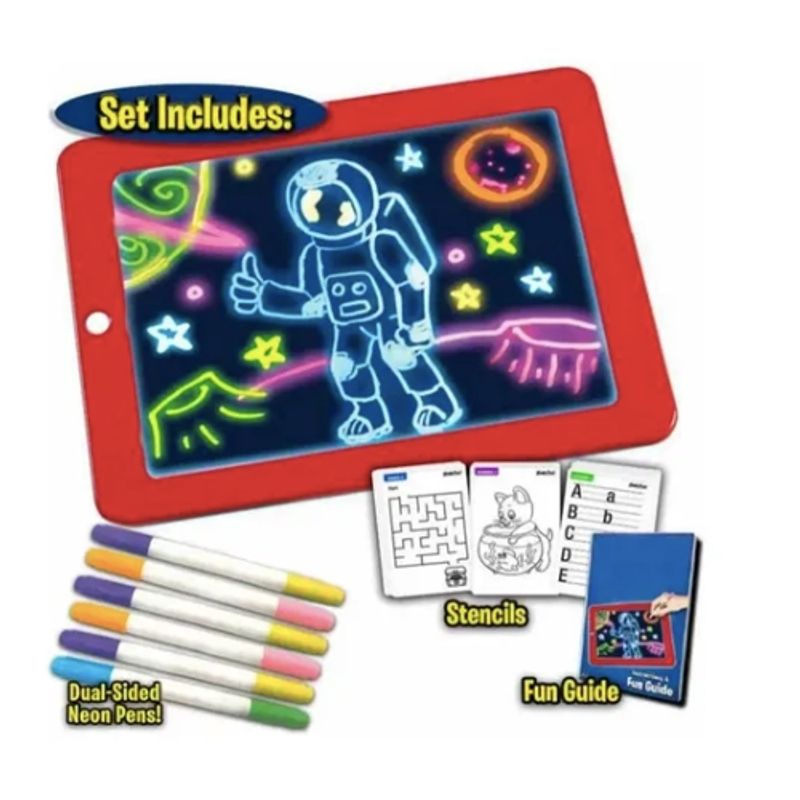GENERICO - Bloc Pizarra De Dibujo Mágico Luz Led  Plumones Niños