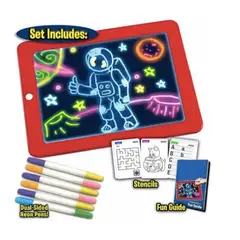 GENERICO - Bloc Pizarra De Dibujo Mágico Luz Led Plumones Niños