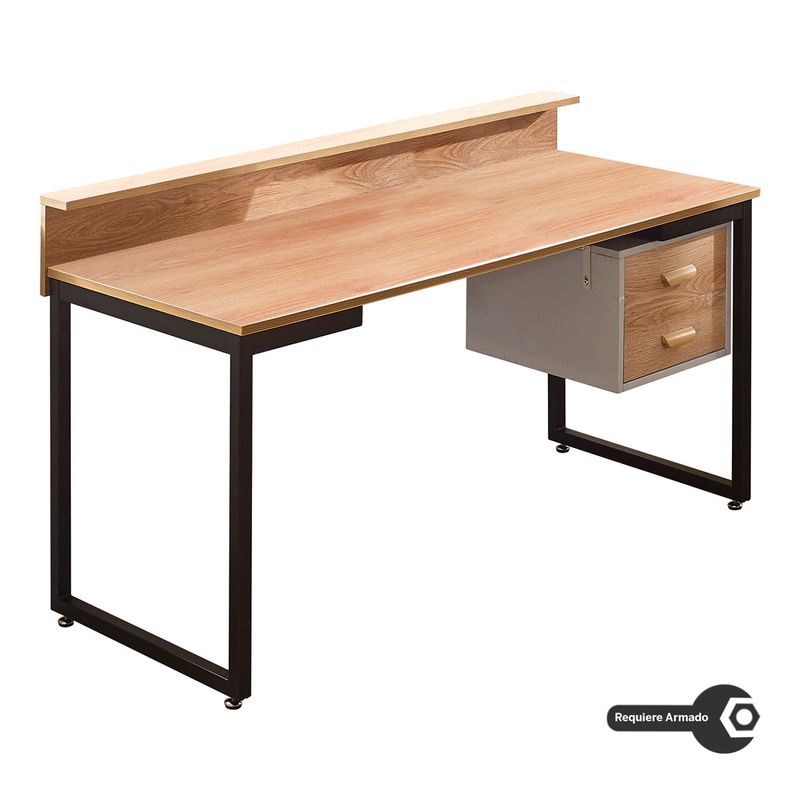 NECTAR - Escritorio Madera De Acacia 2 Gavetas 85x140x62cm