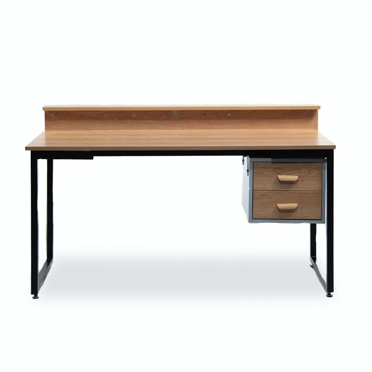 NECTAR - Escritorio de Madera de Acacia y Metal Negro con 2 Cajones Moderno y Funcional 140x62x85 cm