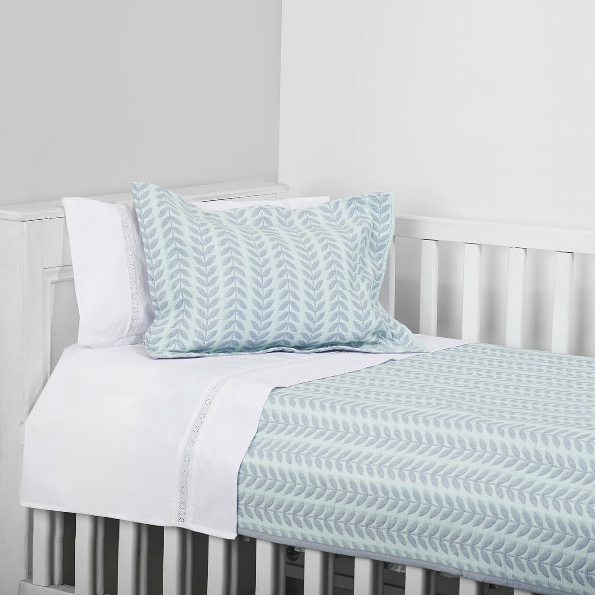 NINA HERRERA - Cubrecama Jacquard Espiga Celeste Cuna