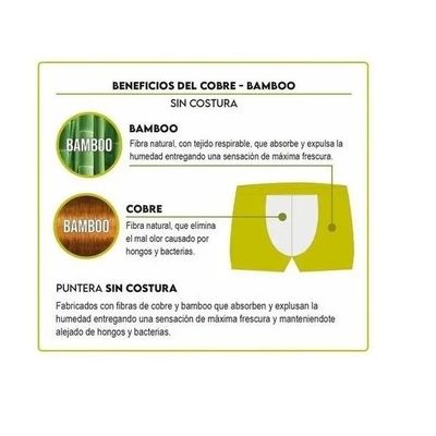 Imagen 2 del producto Pack 4 Boxer de Bambu Con Fibra de Cobre Para Hombre - Sin Costuras.