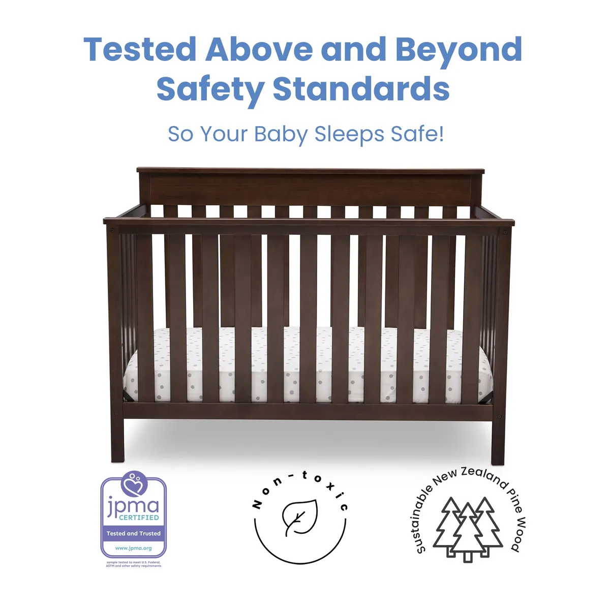 DELTA CHILDREN - CUNA DE MADERA SOLIDA CONVERTIBLE 4 EN 1 KINGSWOOD