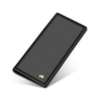 Chequera De Cuero Genuino Delgada Lujo Bison Denim