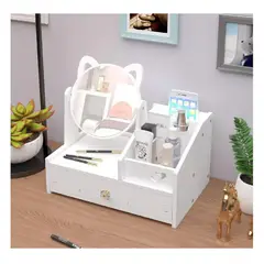 UNIVERSAL - MINI MUEBLE ORGANIZADOR COSMÉTICOS CON ESPEJO GATO