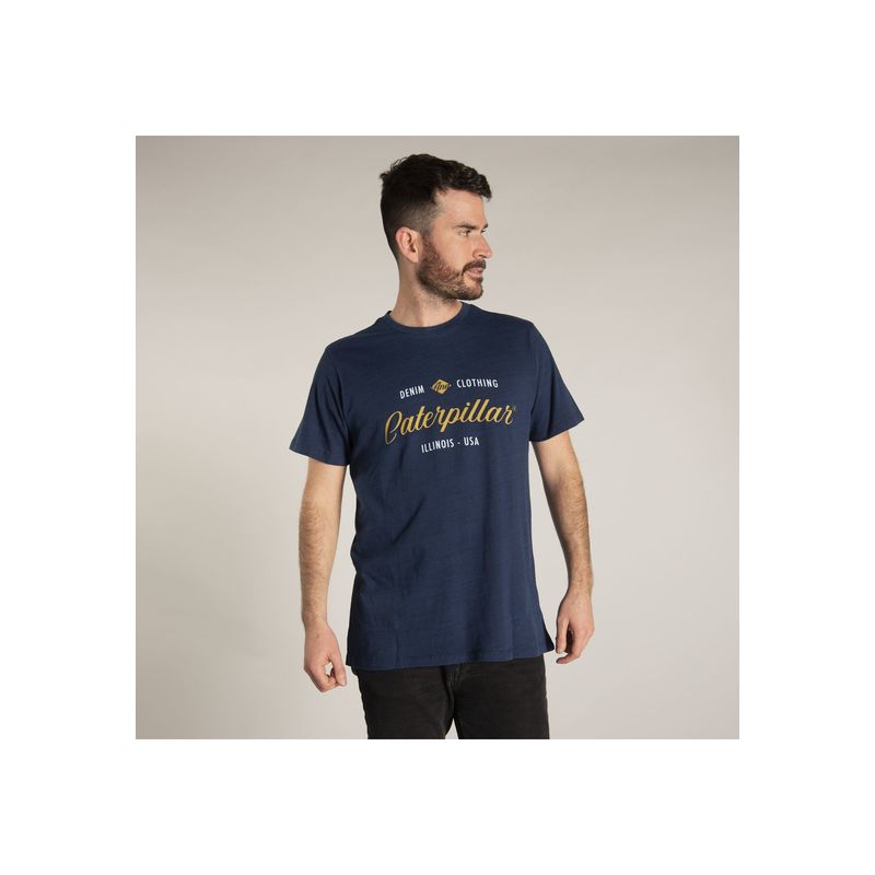 CAT - Polera M/C Hombre Self Edge Script Tee Azul CAT