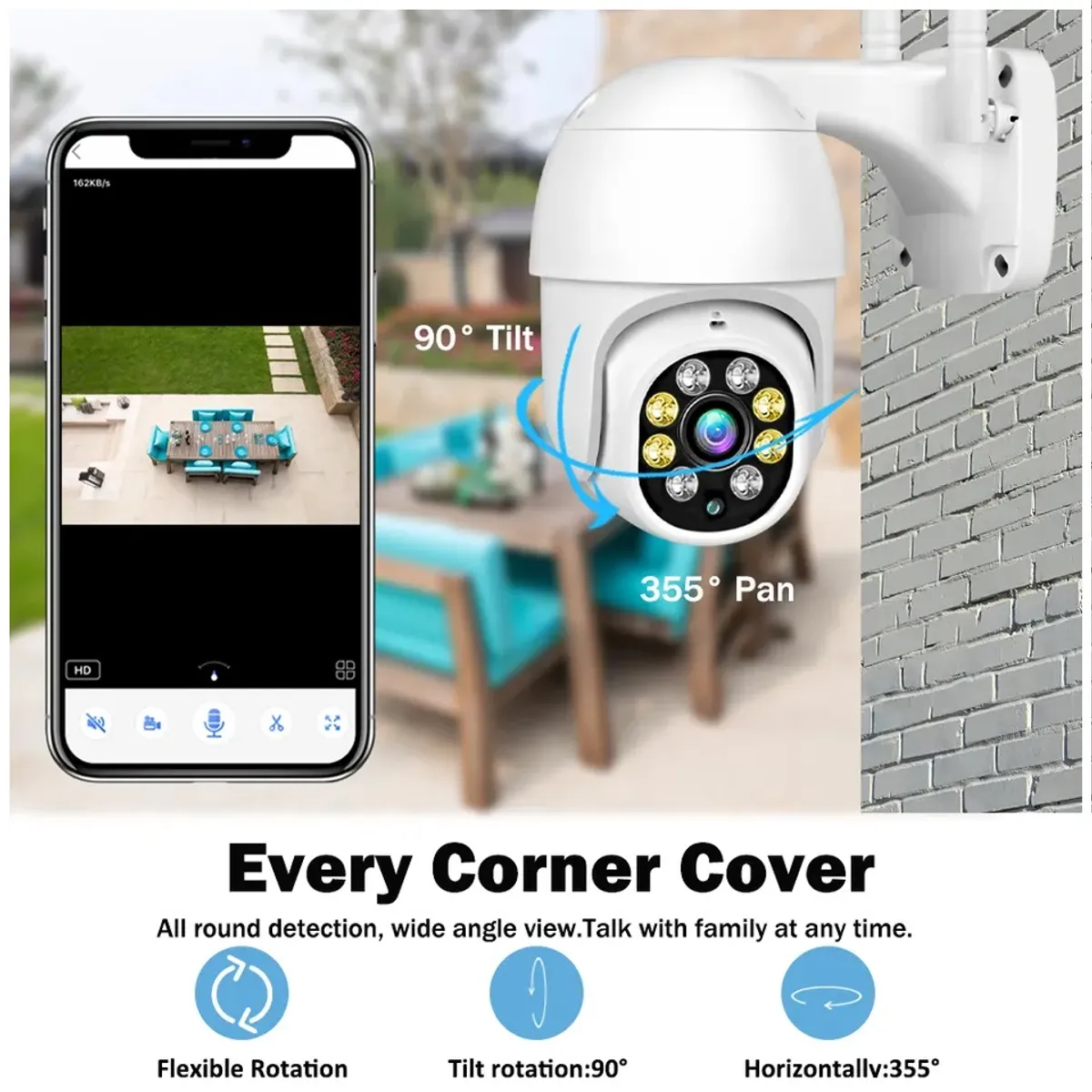 STARTECHOFFICE - Cámara Inteligente WIFI Outdoor motorizada Full HD Panorámica Sensor Movimiento 360°