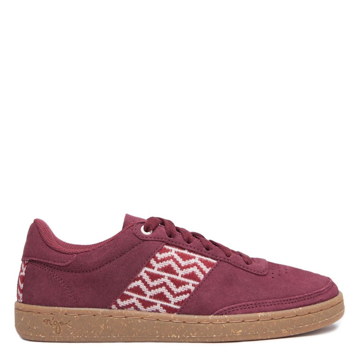 N'GO - Zapatilla Urbana Mujer Gamuza Burdeo tejido Blanco Ngo