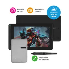 HUION - Pantalla Gráfica Kamvas 13 Negro + Guante + Funda